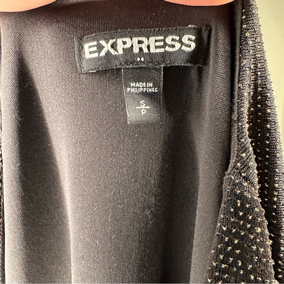 Express Black and Gold Sparkly Fit and Flare Dress - Picture 6 of 6